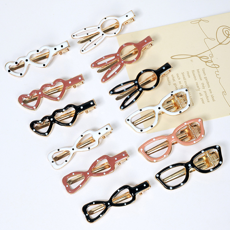 Metal duckbill clip, polka dot hair clip, bow tie, forehead side bangs clip, hair accessory, hair clip, eyeglass frame clip, for girls