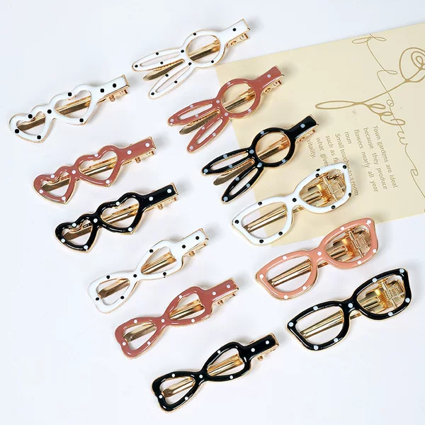 Metal duckbill clip, polka dot hair clip, bow tie, forehead side bangs clip, hair accessory, hair clip, eyeglass frame clip, for girls