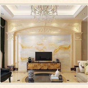 European-style TV background wall living room marble rock slab large plate video wall stone high-grade 3d whole house self-contained