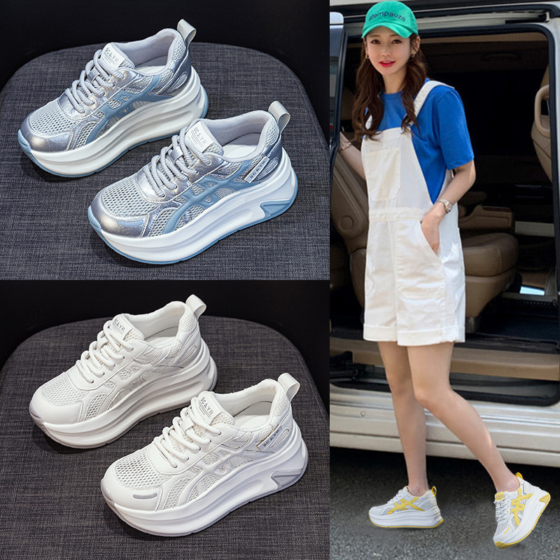 Giày sneaker nữ đế dày tăng chiều cao phong cách thể thao — M2852 be, M2852 xanh, M2852 vàng