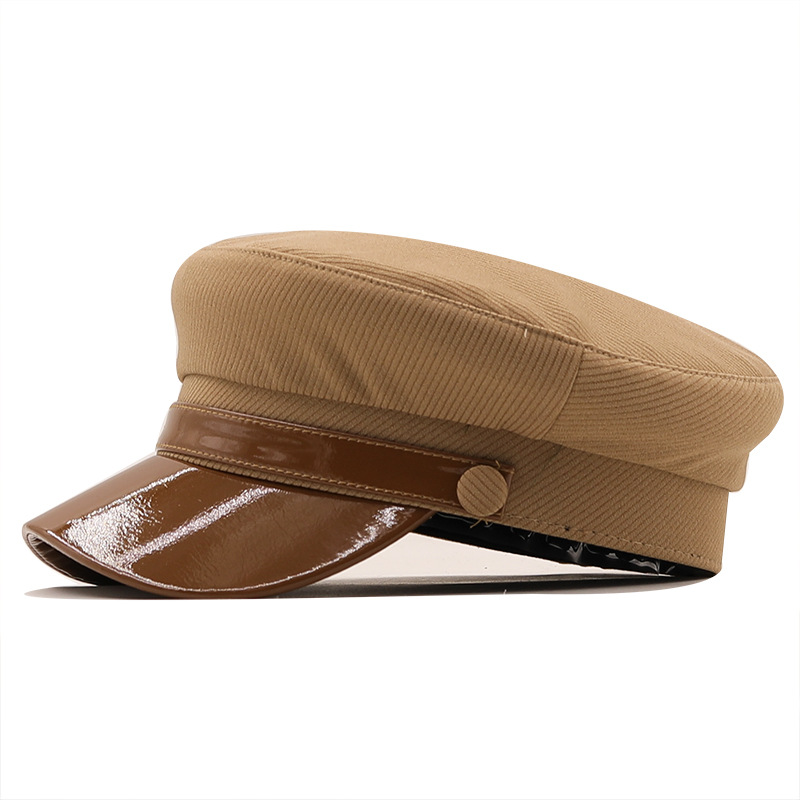 casual fashion PU leather solid color beret short brim cap wholesale nihaojewelrypicture8