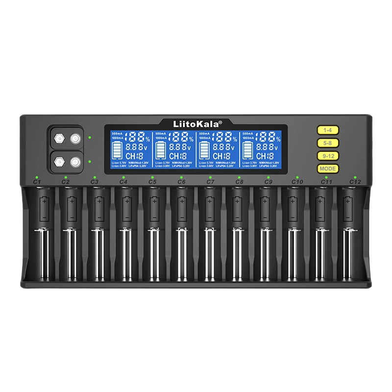 Зарядное устройство LiitoKala Lii-S12 18650 21700 9V 12 слотов с ЖК-дисплеем
