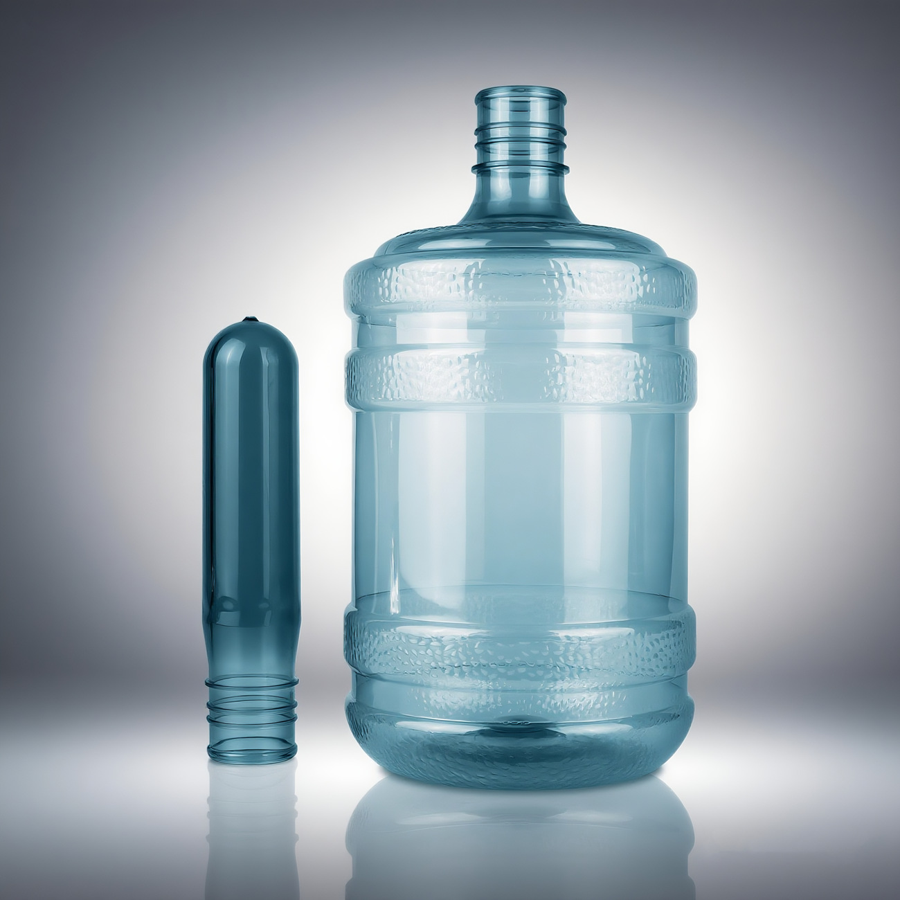 Fábrica de suministro de 55mm calibre cinco galones PET botellas en blanco de alta transparencia de grado alimenticio desechable barril en blanco