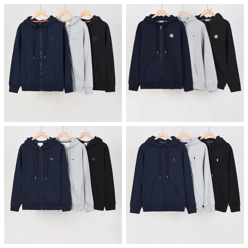 25 Cross-Border New Trendy Brand Embroidered Hooded Cardigan Zipper Sweatshirt for Men and Women, Fashionable, Casual and Versatile