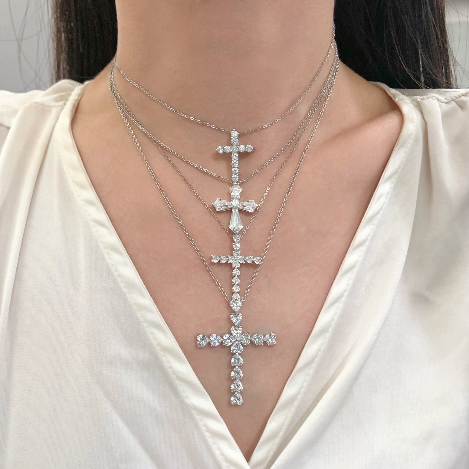 5g Weight 925 Sterling Silver Pendant Material Zircon Inlay Material Pendant Necklace Classification 925 sterling silver Chain Material 1 Piece Quantity Holiday, Daily Occasion 925 Sterling Silver Material Geometric, Cross Pattern Women's Gender Plating, Inlay Design IG Style, Modern Style Style 925 Sterling Silver Zircon Plating Inlay Geometric Cross Pendant Necklace 6