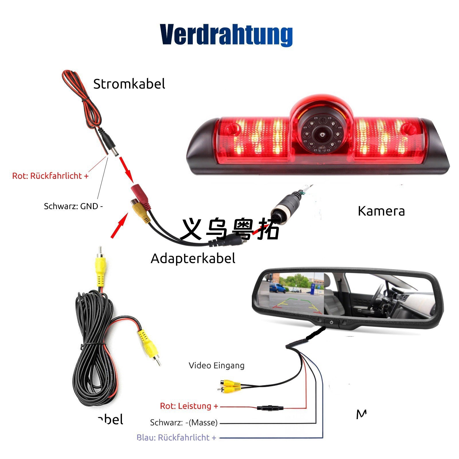 Suitable for Fiat Ducato Citroen Jumper 4.3inch rearview mirror display reversing camera