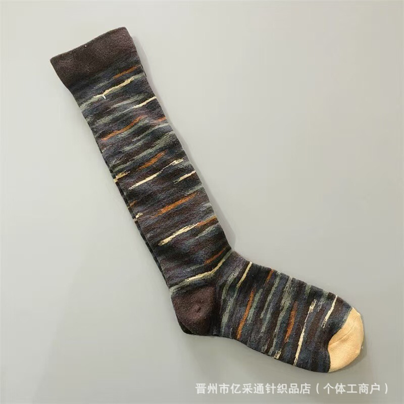 2025新款法国BM袜子女彩色油画文艺风长筒袜复古潮流小腿袜显瘦|undefined