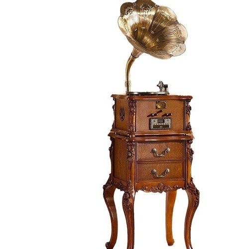 American Retro Record Player Classical Turntable Antiqued Wooden European Living Room Tea Room Big Speaker Audio
