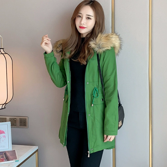 Long winter hoody, brace, down jacket, mid-length, increased thickness