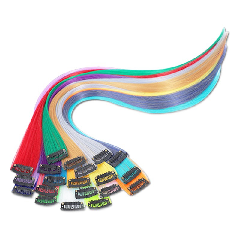 Wholesale Clip Hair Colorfuled Wigs Plus Volume Women's Long Hair Hair Extensions Hanging Ear Dyed One Piece Straight Hair Wigs