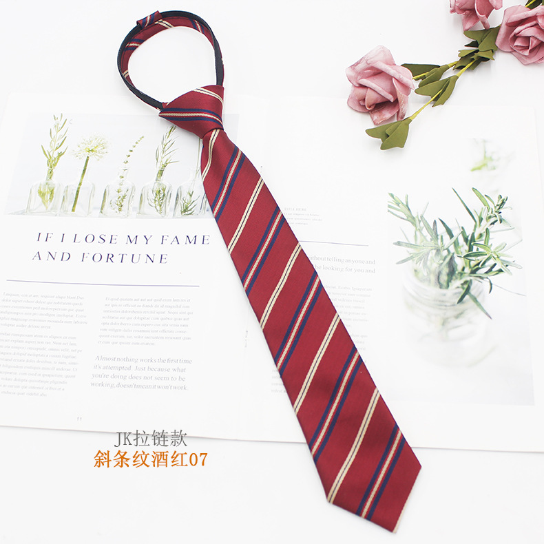 Venta directa de fábrica JK uniforme corbata cremallera 7cm temporada de graduación estudiantes masculinos y femeninos uniformes escolares accesorios poliéster jacquard