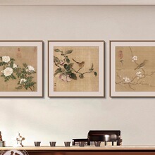 新中式茶室挂画禅意宋代美学壁画花鸟书房办公室背景墙组合装饰画