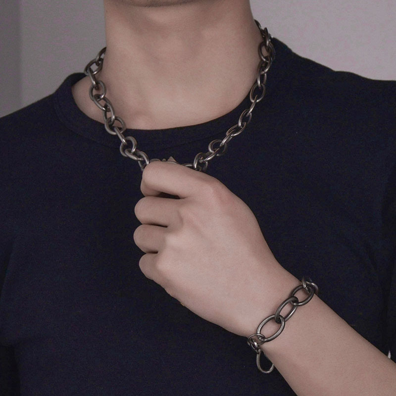 Hip-hop Titanium Steel Thick Chain O-shaped Bracelet display picture 8