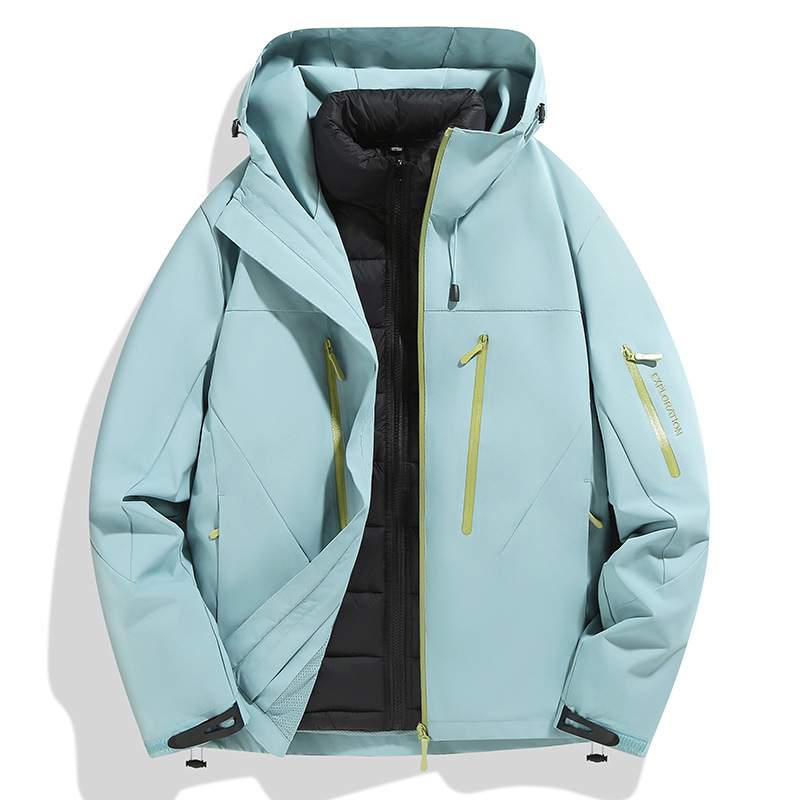 鳥家同型ジャケット、カスタムロゴ刺繍入り、3in1登山服、防風防水、裏起毛ジャケット、男女兼用|undefined