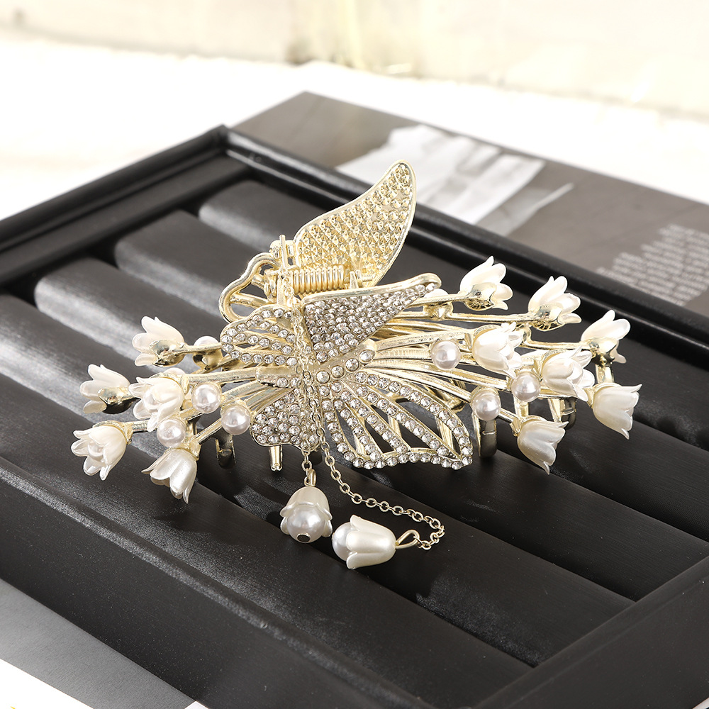 Elegant Style Elegant Leaf Flower Bow Knot Metal Inlay Artificial Pearls Rhinestones Hair Claws