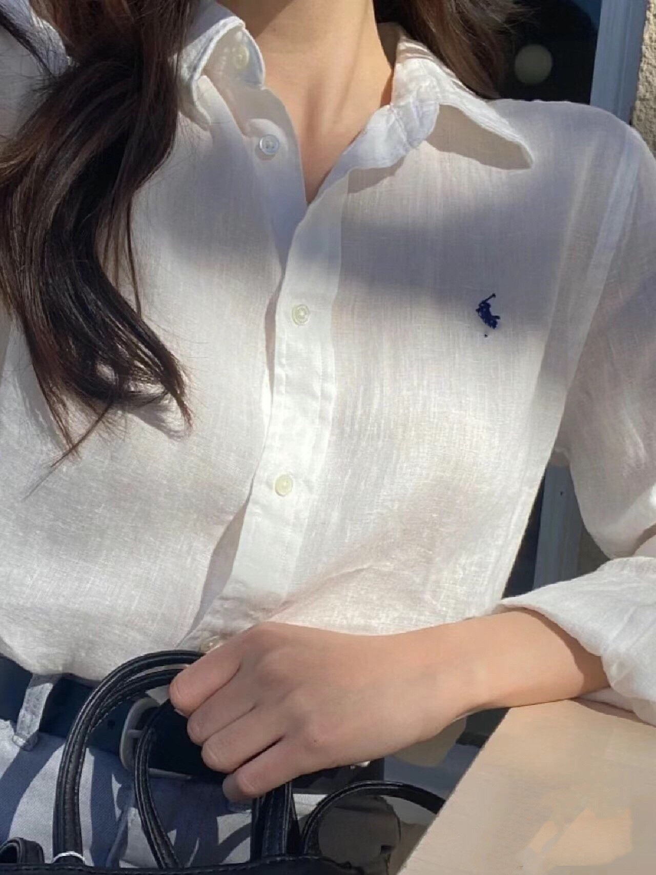 RL 재고 하이 버전 랄프 리넨 셔츠 태양 보호 유니섹스 포니 자수 올매치 폴로 칼라 셔츠