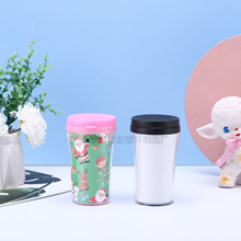 创意迷你杯双层咖啡杯塑料小容量家用户外便携随手杯 商务礼品杯