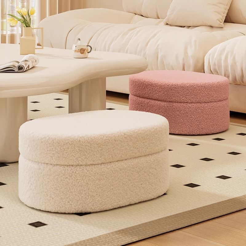 Taburete de pedal, taburete de cambio de zapatos, taburete pequeño para el hogar, taburete de almacenamiento para la sala de estar, asiento de lujo, sensación de viento crema