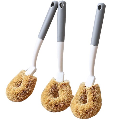 Coconut palm brush non-stick oil pot brush kitchen coconut palm brush pot brush household decontamination long handle non-damaging pot brush wholesale