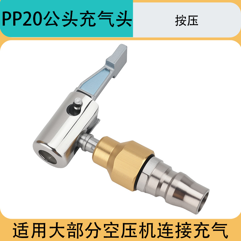 Air Compressor Quick-Connect Inflation Head Pp20 Male Inflation Nozzle Tire Inflation Head with Switch Valve Ball Valve