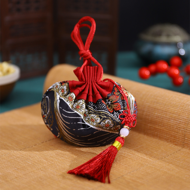 Dragon Boat Festival bolsita estilo antiguo bolsa de loto accesorios Hanfu adornos bolsa vacía embalaje Halter portátil coche colgando aromaterapia repelente de mosquitos