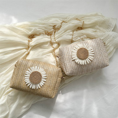 2023春夏新款時尚草編鏈條單肩斜挎小方包包女包支持大量批發混批