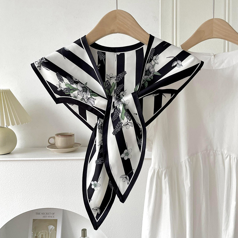 Chessboard Chal exterior de protección solar a cuadros de primavera y verano para mujer delgada Protección decorativa del cuello bufanda pequeña chaleco collar falso bufanda pequeña