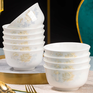 Ceramic Rice Bowl Household High-value Chinese Simple Large Soup Bowl Dish Plate Fish Plate Bone China Tableware Factory Wholesale Foreign Trade