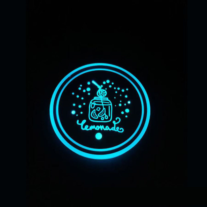 車の LED 発光ウォーターコースター カラフルな装飾ライト 車の三角窓雰囲気ライト USB 充電式滑り止めコースターライト|undefined