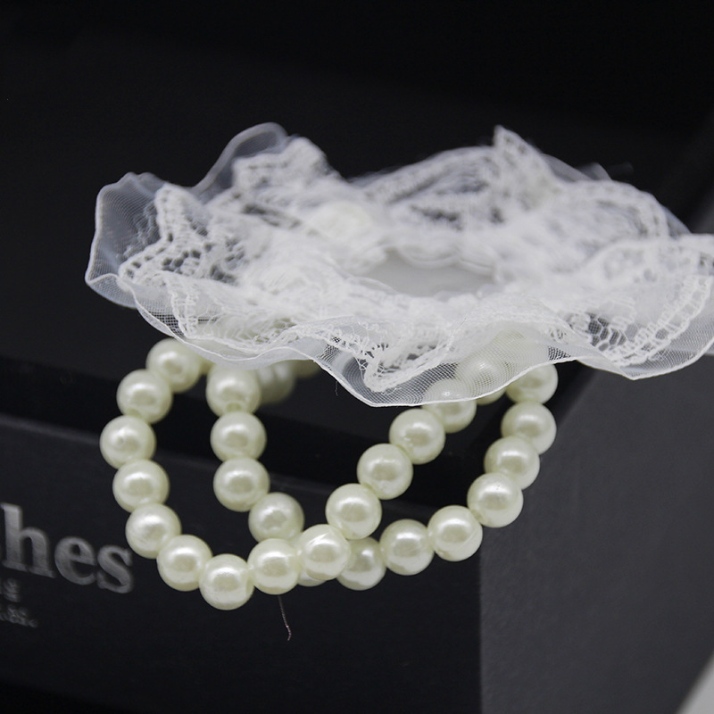 Bridal bracelet with beads wrist flower holder pearl lace flower holder pearl bracelet Bridal Accessories Supplies