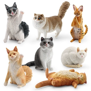 跨境仿真猫咪动物模型儿童认知布偶猫短毛猫缅因库恩猫宠物猫玩具