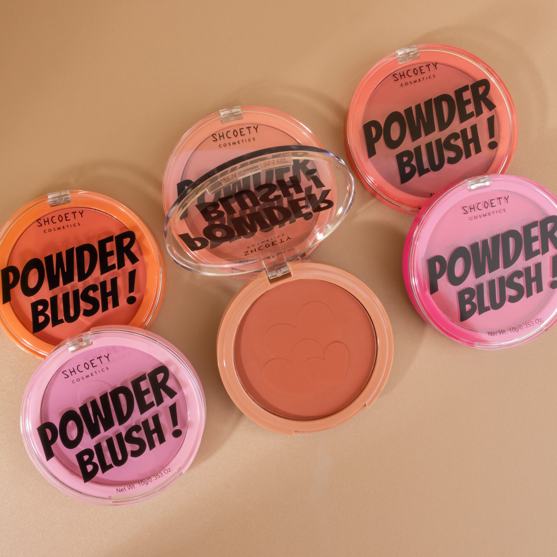 SHCOETY Cross-border Blush Powder Compact is natural and does not smudge, long-lasting complexion, matte and brightens blush palette, 6-color makeup undefined