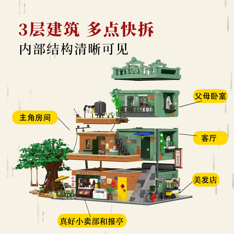 未及8090年代大型复古建筑模型街景积木男女孩拼装玩具毕业礼物|undefined