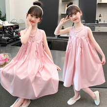 女童夏装连衣裙2024新款儿童蝴蝶结背心裙夏季女大童甜美裙子A字