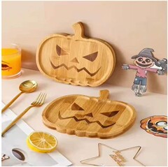 ハロウィーン木製カボチャトレイホーム装飾木製ディナープレートHalloween Pumpkin Plate