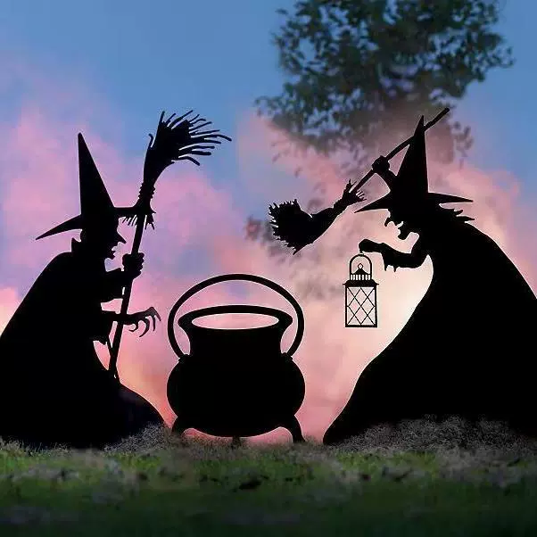 Металлические декоративные украшения для сада в виде силуэта кота-ведьмы на Хэллоуин, независимая трансграничная станция, черный кот, котел, наземный столб