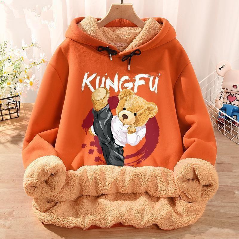 Winter sweater men's fleece-lined thickened national fashion loose plus size oversize trendy brand Fat Men's lambswool clothes 12