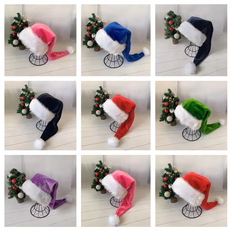Sombrero navideño de 75cm Sombrero navideño de felpa largo Sombrero navideño de alta gama transfronterizo Decoraciones navideñas