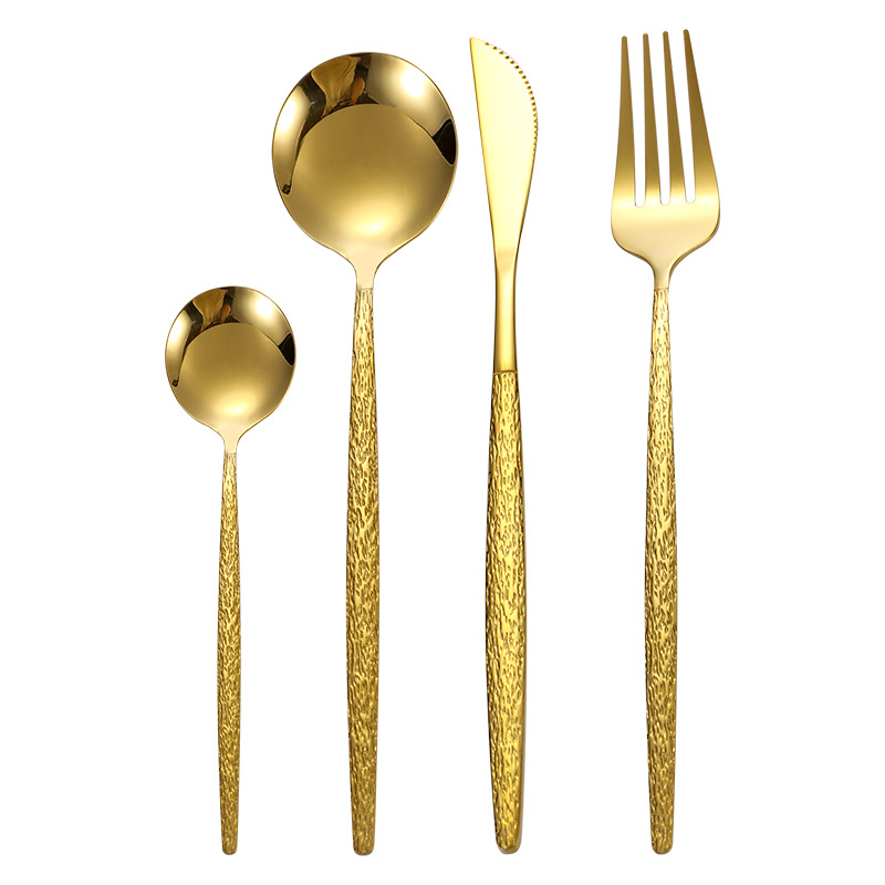 Amazon Cross-border acero inoxidable vajilla portuguesa juego de 24 piezas hotel bistec cuchillo tenedor cuchara caja de regalo