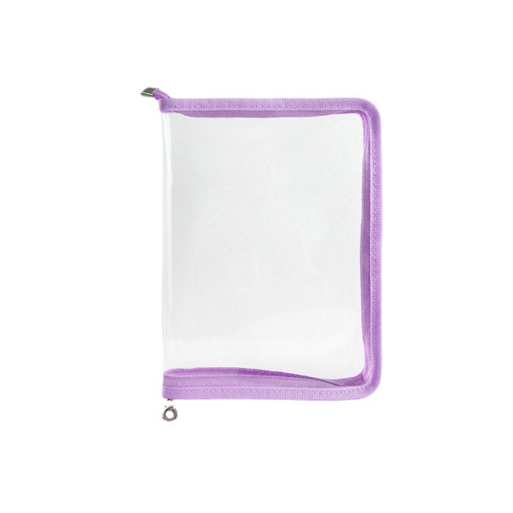 Fábrica al por mayor a5 bolsa de archivo de pvc transparente color ins cremallera bolsa de recarga bolsa de almacenamiento de material bolsa de almacenamiento de papelería