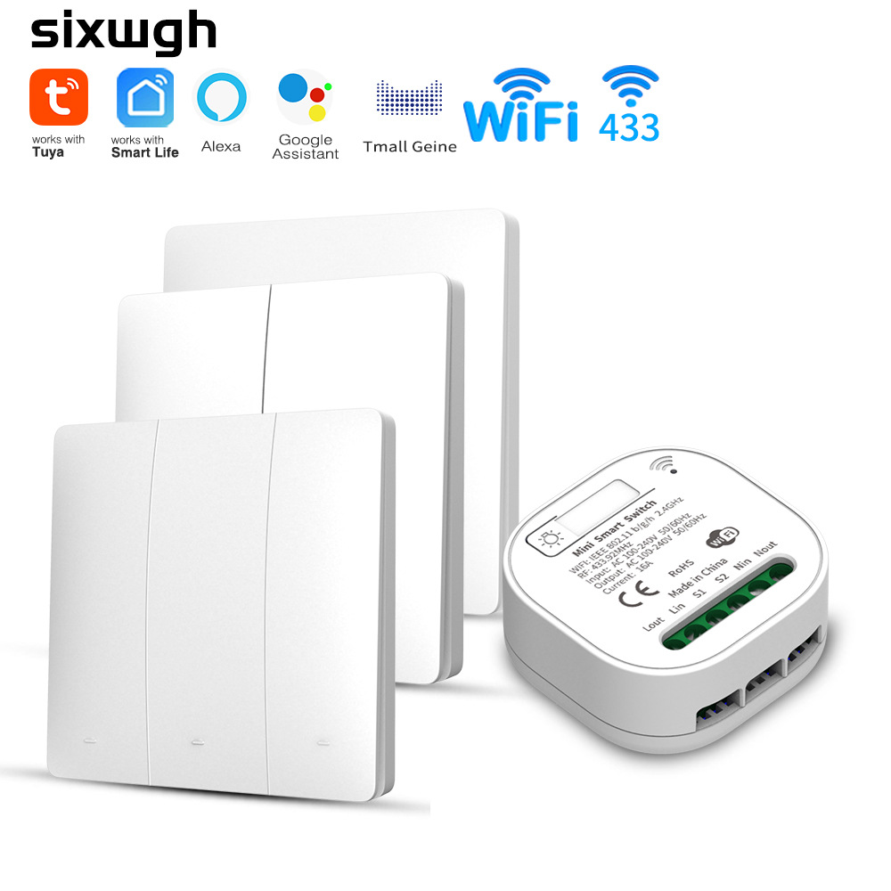 Tuya wifi smart switch Alexa voice control wiring-free self-generating remote control switch hidden dual control
