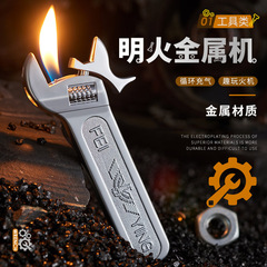 New creative wrench lighter gas personality creative open flame durable metal fire machine toy for boyfriend internet celebrity 