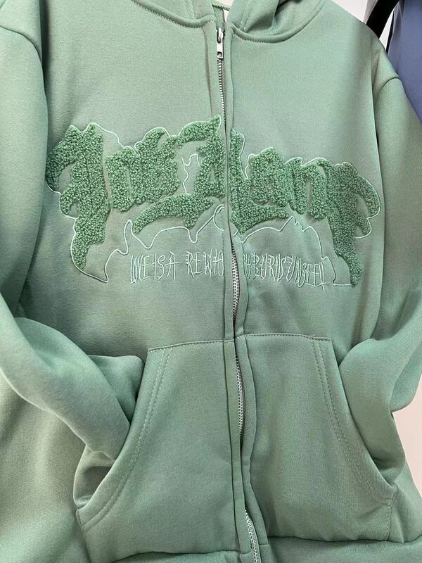 European and American-style Embroidered Letter Cute Imp Hooded fleece-lined Sweatshirt Women's Jacket Top European and American-style Embroidered Letter Cute Imp Hooded fleece-lined Sweatshirt Women's Jacket Top