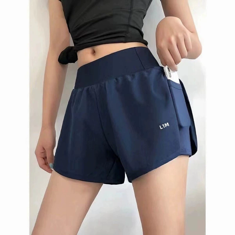 Спортивные шорты, штаны, комплект, двойной защитный Underwear для йоги, для бега, высокая талия