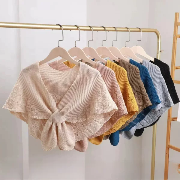 Crow's feet small shawl with socialite wind spring and summer cervical spine knitting air-conditioning room mermaid shoulder scarf fake collar
