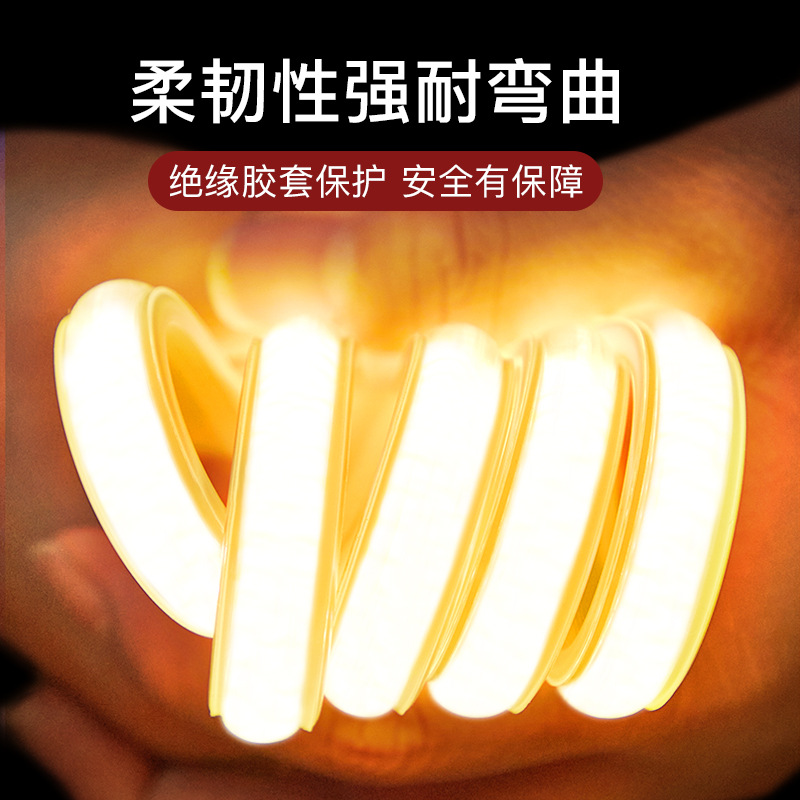 Ultra-Bright LED Strip Light High Voltage 220V Outdoor Waterproof Self-Adhesive Linear Atmosphere Light Home Use Silicone COB Flexible Light Strip