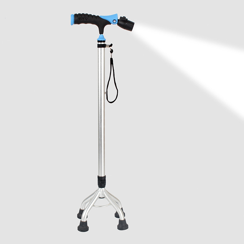 Grado médico muletas de cuatro esquinas anti-deslizante para personas mayores muletas de andador ligero al por mayor muletas de ajuste de altura domésticas