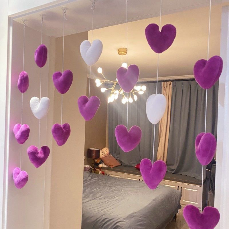 보라색과 흰색 사랑 Xiangqin 같은 스타일의 문 커튼 [18 문자열 7 개]