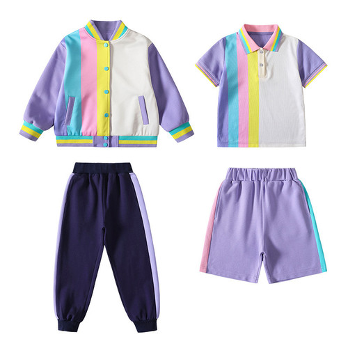 Preschool and Primary School Student Spring and Autumn Uniform Set, Summer Sports Uniform Set, Three-Piece School Uniform Set for Children