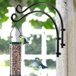 Bold wall hanging outdoor iron flower gardening basket heavy duty curved plant hook bracket bird feeder